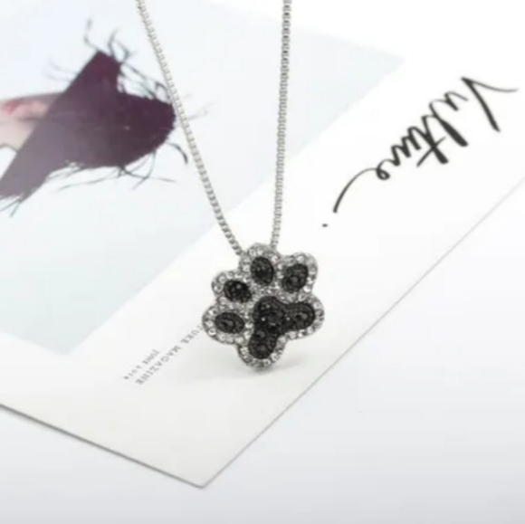 New Paw Print Rhinestone Necklace - Picture 3 of 4